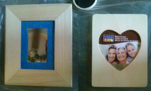 The raw wood mirror and picture frame from Michaels