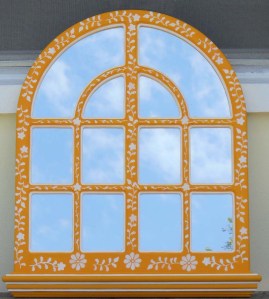 Yellow Stenciled Mirror