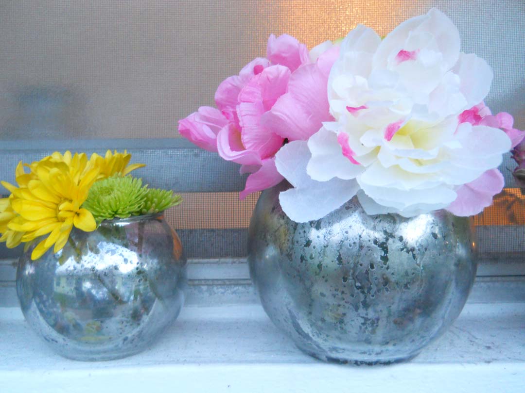 Large and small Faux Mercuy Glass vases
