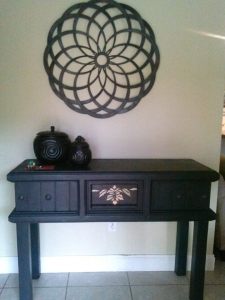 The redone bar in its new home
