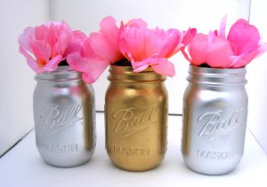 Silver and Gold Metallic Mason JarsSilver and Gold Metallic Mason Jars
